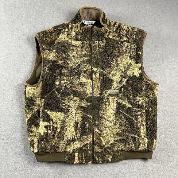 Columbia PHG Vest Mens 2XL Green Full Zip Sherpa Camo Hunting Outdoors - Picture 1 of 8